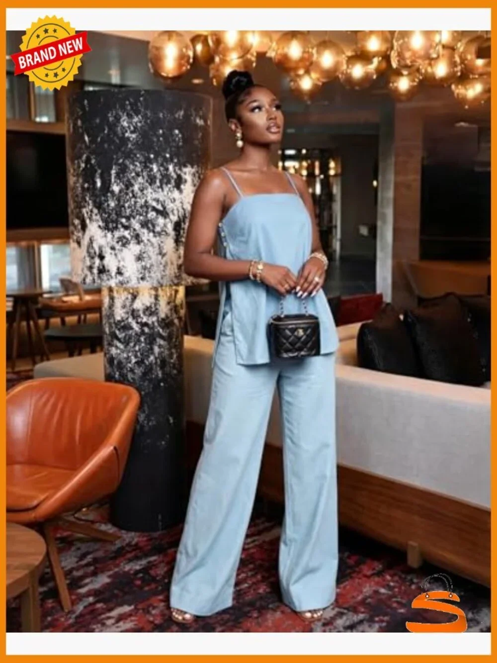 2 Piece Set Sleeveless Tank Top Wide Leg Pants Matching Summer Outfit